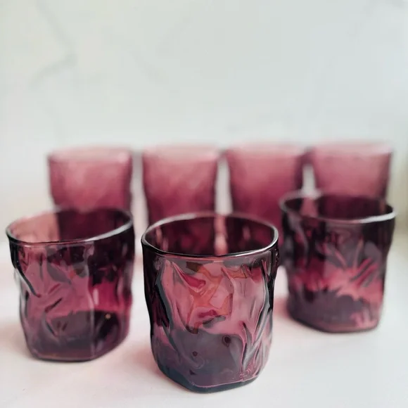 7 Seneca Morgantown amethyst glasses. 4 juice 3 lowball - Picture 3 of 7